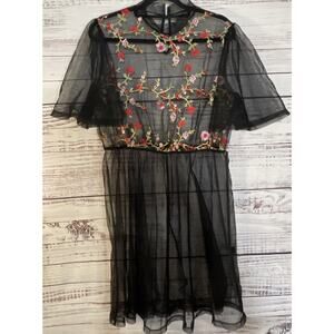 Floral Embroidered Mesh Fairycore See Through Dress